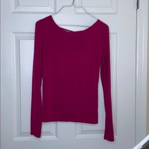 Magenta Long Sleeved Blouse  with Laced Back
